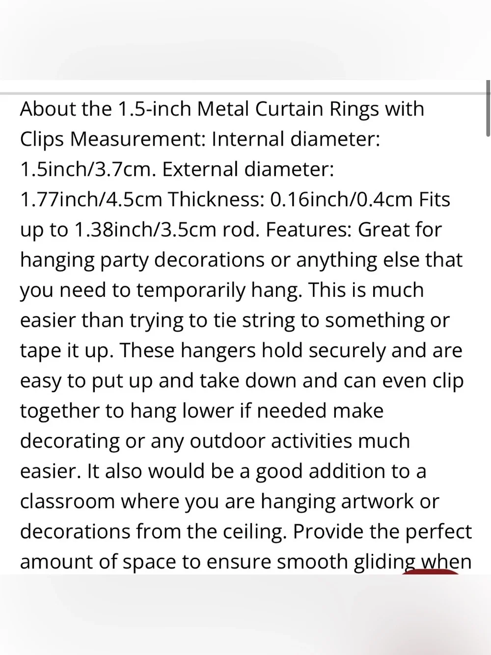 1.5” Metal Curtain Rings with Clips for 1”Tension Rod 44pcs - BLACK MATTE